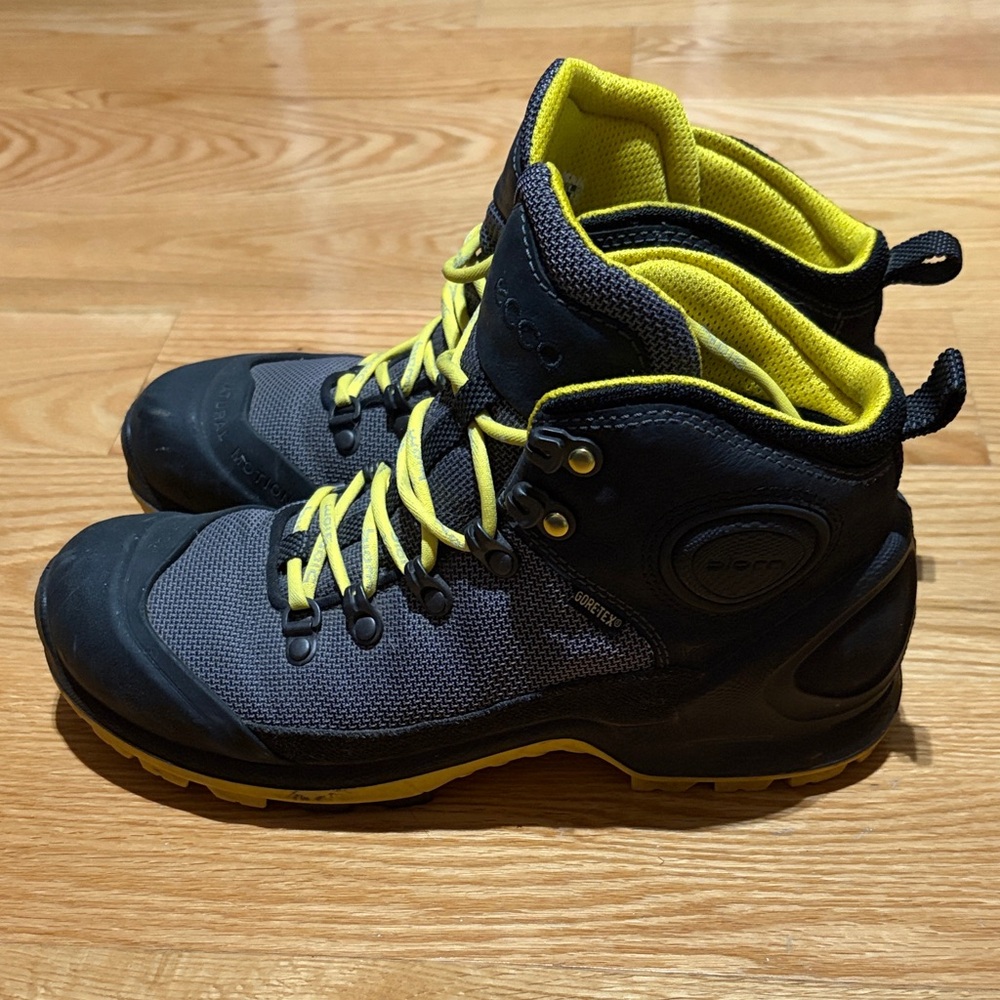 Women’s Ecco Black and Yellow Hiking Boots
